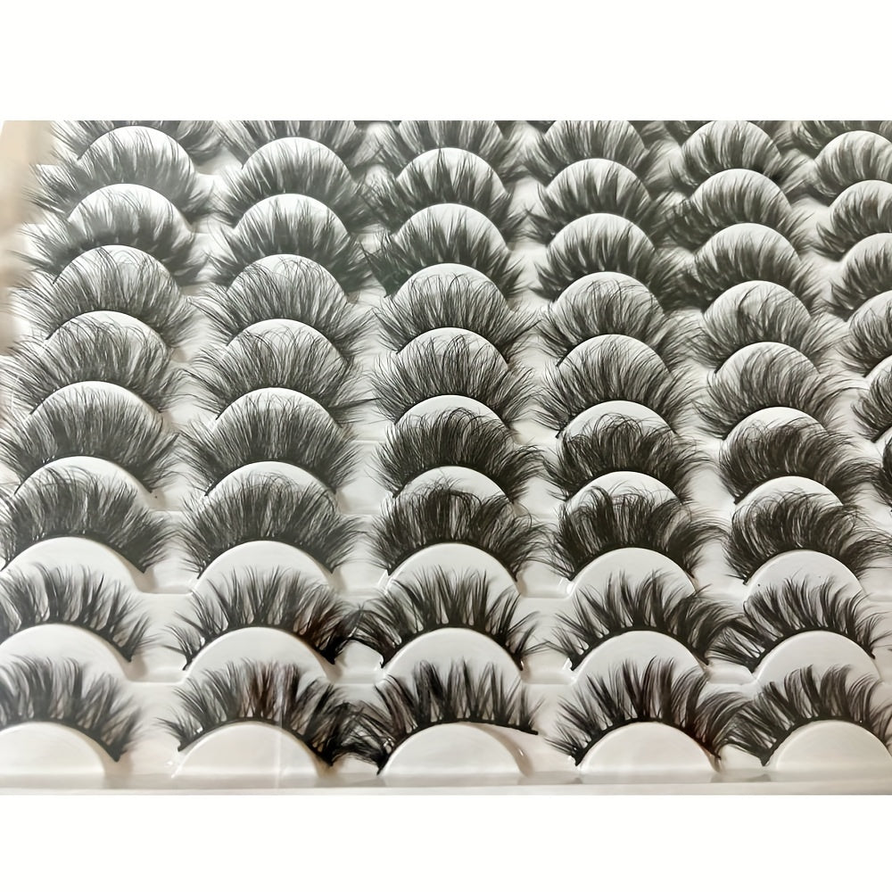 48 Pairs Mixed Style False Eyelashes - Fluffy, Curled, Dramatic 5D Wispy Strip Faux Mink Lashes, Voluminous Black & Light Brown Mix for Long-Lasting Glam
